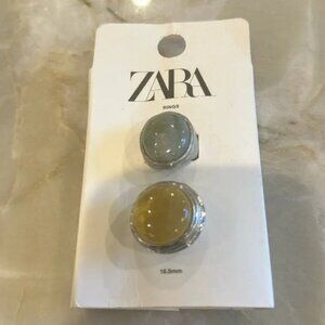 Nwt-Zara - 2 Pack of Stone Rings - Silver - Women Small